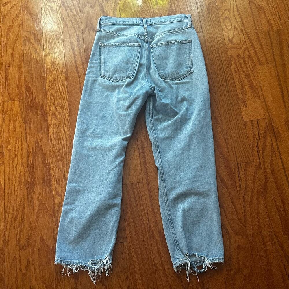 Agolde Distressed Jeans sz 25 Light Wash Jeans Button Fly Straight Leg - Picture 4 of 9